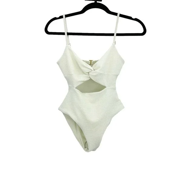 L*SPACE Kyslee One Piece Bodysuit Unpadded in Cream Size S NWT